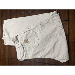 Carhartt Pants Mens 42x32 Tan Khaki Loose Fit 100% Cotton Comfort B151 Great!!!!